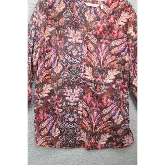 Soft Surroundings Sheer Metallic Button Up Tunic Top-Size XS - Picture 2 of 10